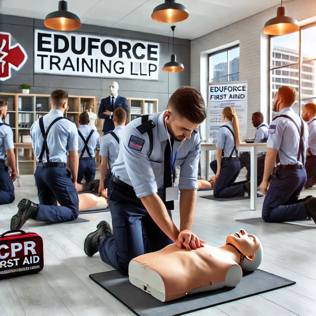 A-professional-first-aid-training-session-conducted-by-certified-trainers-in-a-modern-training-facility.-The-image-showcases-participants-practicing